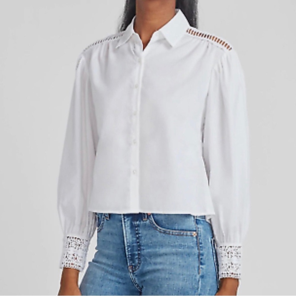 Express white long sleeve button up blouse